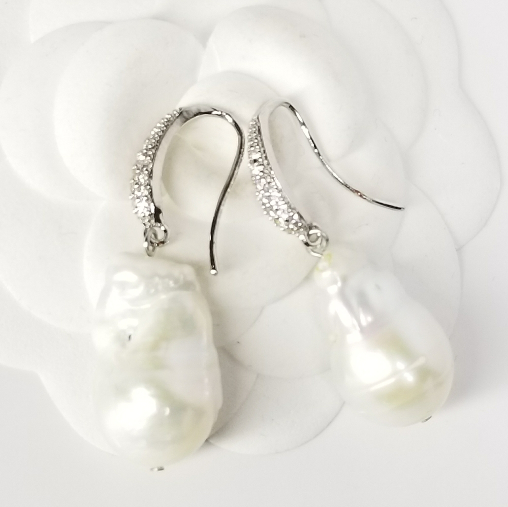 Natural Freshwater Baroque Pearl Earrings NEW - Picture 15 of 15